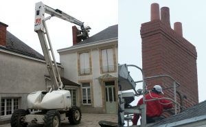 Rénovation d'une cheminée avec une nacelle (Mailly-Champagne)