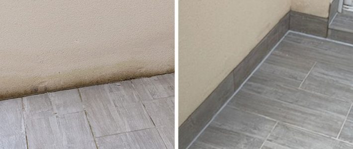 Protection de vos enduits de façade grâce à la pose de plinthes en pied de mur Des plinthes en bas de mur pour éviter les éclaboussures