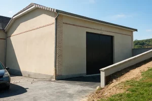 Façade rénovée avec enduit et rejointoiement des briques