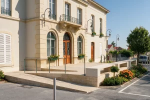 Parvis de mairie en béton désactivé